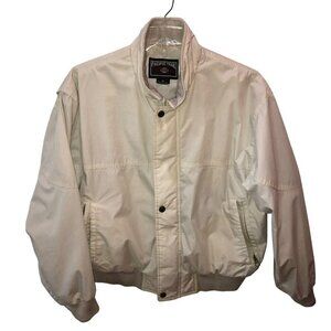 Vintage Pacific Trail Mens Size Medium Ivory Cream Pockets Jacket Windbreaker M